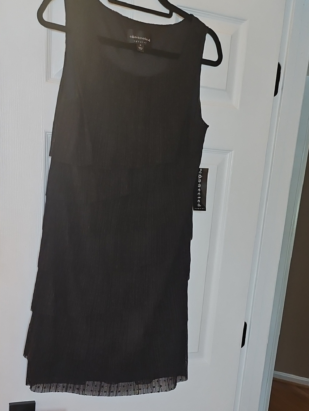 connected apparel Black Sleeveless Tiered Mini Dress